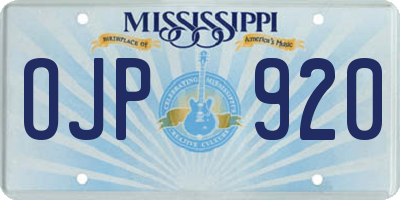 MS license plate OJP920