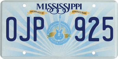 MS license plate OJP925