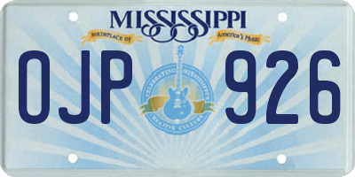 MS license plate OJP926
