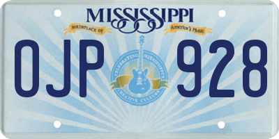 MS license plate OJP928