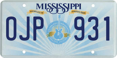 MS license plate OJP931