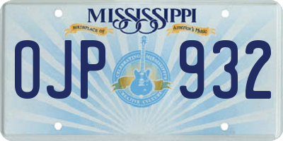 MS license plate OJP932