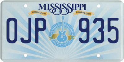 MS license plate OJP935