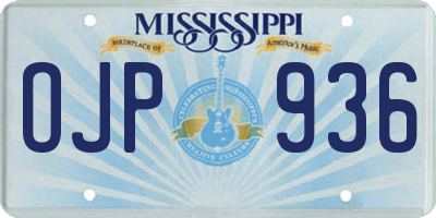 MS license plate OJP936