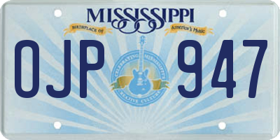 MS license plate OJP947