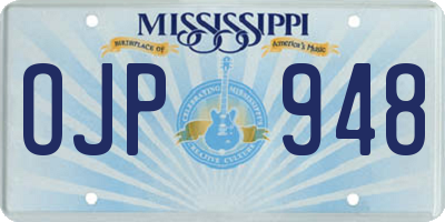 MS license plate OJP948