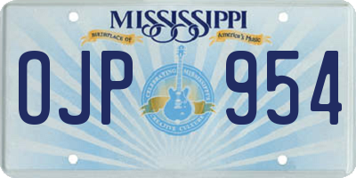MS license plate OJP954