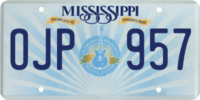 MS license plate OJP957