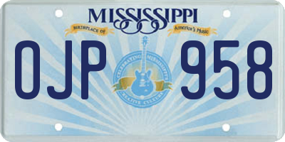 MS license plate OJP958