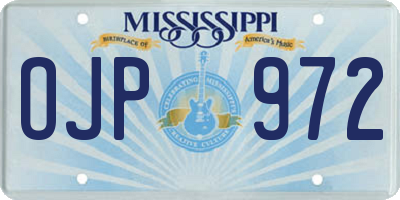 MS license plate OJP972