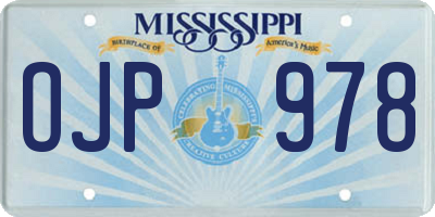 MS license plate OJP978