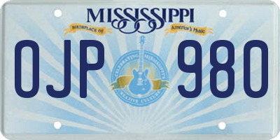 MS license plate OJP980