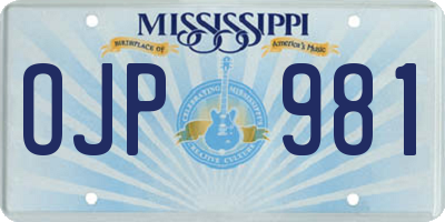 MS license plate OJP981