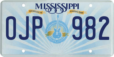 MS license plate OJP982