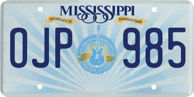 MS license plate OJP985