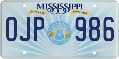 MS license plate OJP986