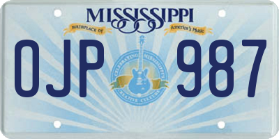 MS license plate OJP987