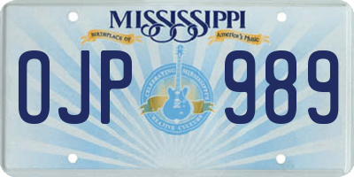 MS license plate OJP989