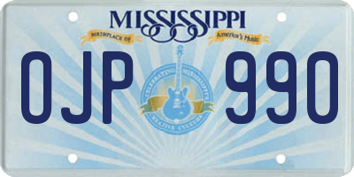 MS license plate OJP990