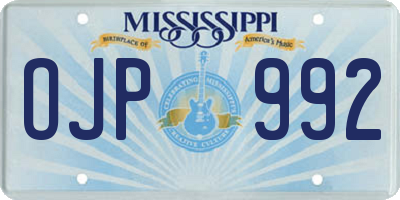 MS license plate OJP992