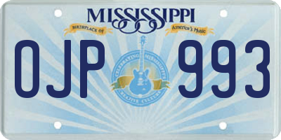 MS license plate OJP993
