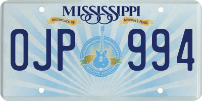 MS license plate OJP994