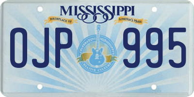MS license plate OJP995