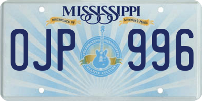 MS license plate OJP996
