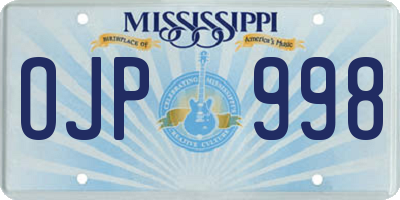 MS license plate OJP998