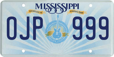 MS license plate OJP999