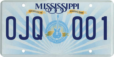 MS license plate OJQ001