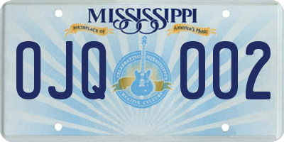 MS license plate OJQ002