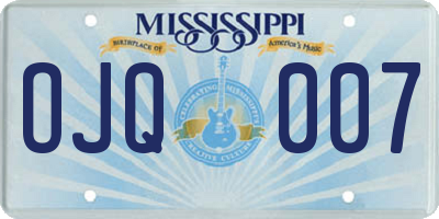 MS license plate OJQ007