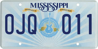 MS license plate OJQ011