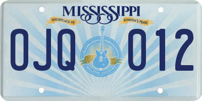 MS license plate OJQ012
