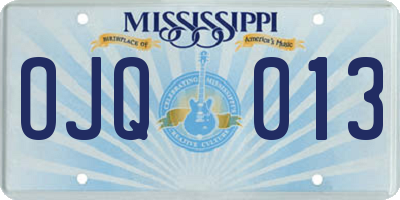 MS license plate OJQ013