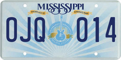 MS license plate OJQ014