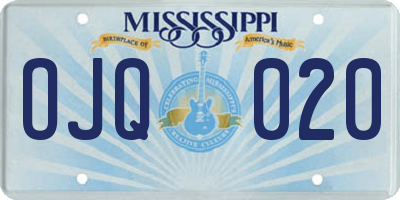 MS license plate OJQ020