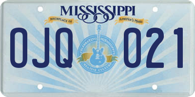 MS license plate OJQ021