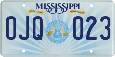 MS license plate OJQ023