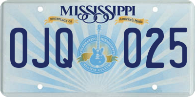 MS license plate OJQ025