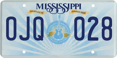MS license plate OJQ028