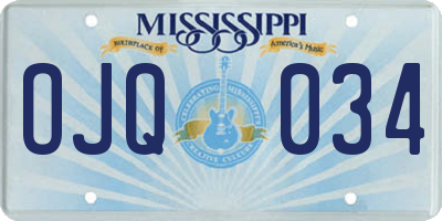 MS license plate OJQ034