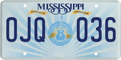 MS license plate OJQ036