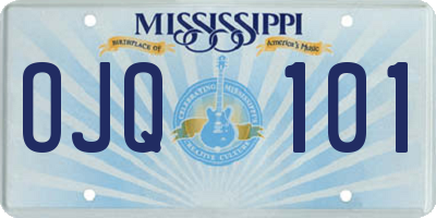 MS license plate OJQ101