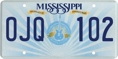 MS license plate OJQ102