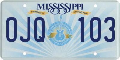 MS license plate OJQ103