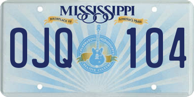 MS license plate OJQ104
