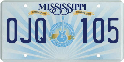 MS license plate OJQ105
