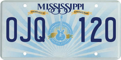MS license plate OJQ120